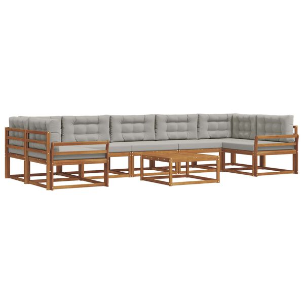 vidaXL Conjunto de sof&aacute;s de exterior 8 pcs Gris Natural y Claro
