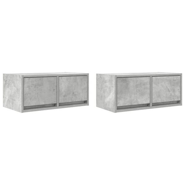 vidaXL Muebles de TV 2uds madera ingenier&iacute;a gris hormig&oacute;n 60x31x25,5cm