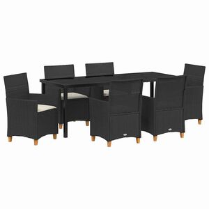 vidaXL Conjunto de Comedor de Jard&iacute;n 7 pcs Negro rat&aacute;n sint&eacute;tico