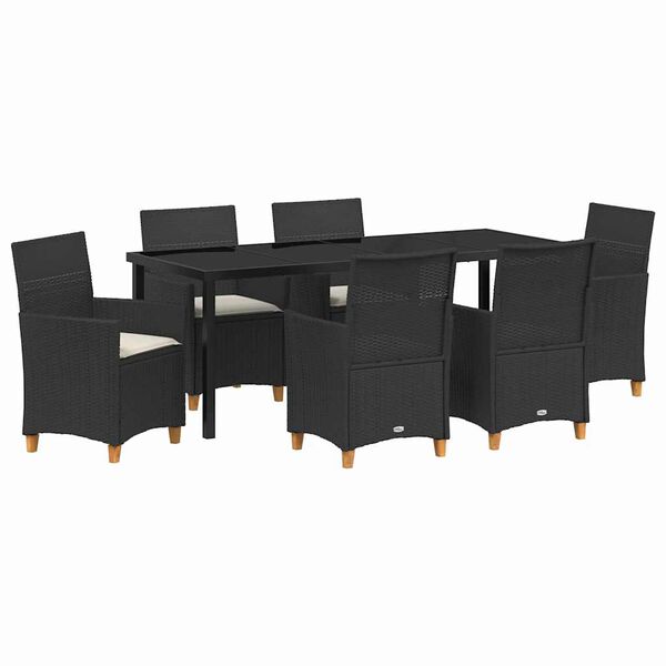 vidaXL Conjunto de Comedor de Jard&iacute;n 7 pcs Negro rat&aacute;n sint&eacute;tico