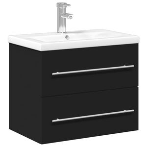 vidaXL Mueble de baño con lavabo integrado negro