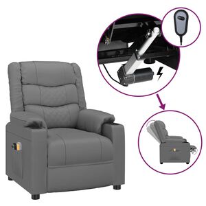 vidaXL Sill&oacute;n de masaje el&eacute;ctrico cuero sint&eacute;tico gris
