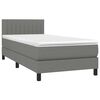 vidaXL Cama box spring con colch&oacute;n tela gris oscuro 80x200 cm
