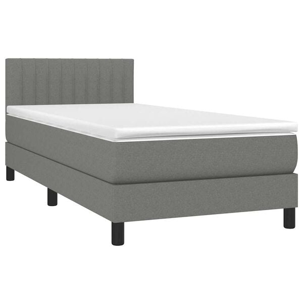 vidaXL Cama box spring con colch&oacute;n tela gris oscuro 80x200 cm