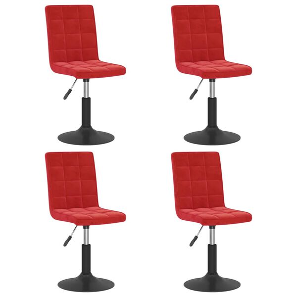 vidaXL Sillas de comedor giratorias 4 uds terciopelo rojo vino tinto