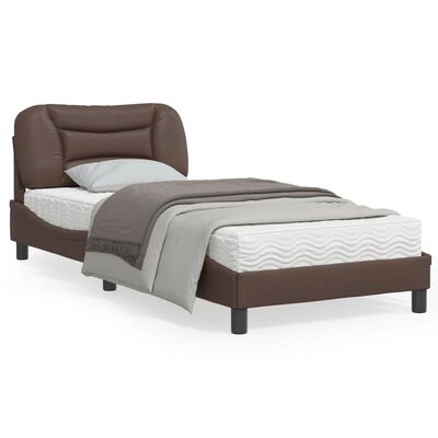 vidaXL Estructura de cama con cabecero cuero sintético marrón 80x200cm