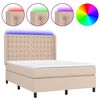 vidaXL Cama box spring colch&oacute;n LED cuero sint&eacute;tico capuchino 140x200cm