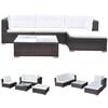 vidaXL Set sof&aacute;s de jard&iacute;n 5 piezas y cojines rat&aacute;n sint&eacute;tico marr&oacute;n