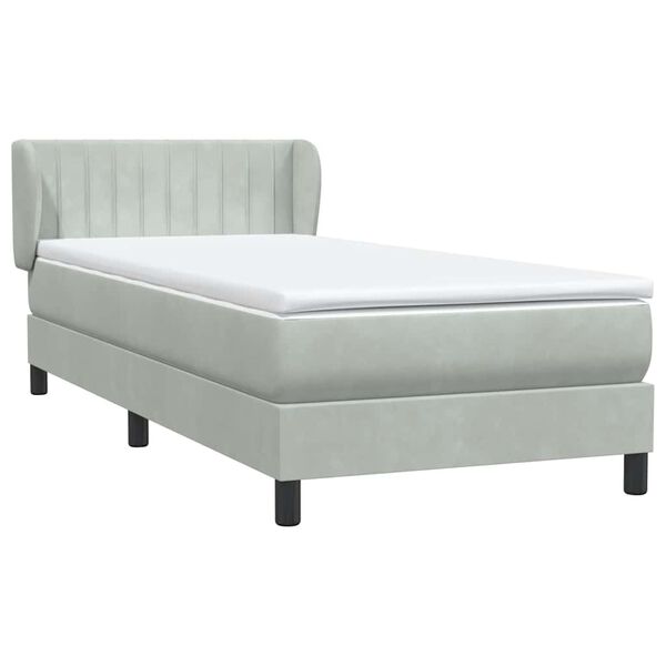 vidaXL Cama box spring con colch&oacute;n terciopelo gris claro 100x210 cm