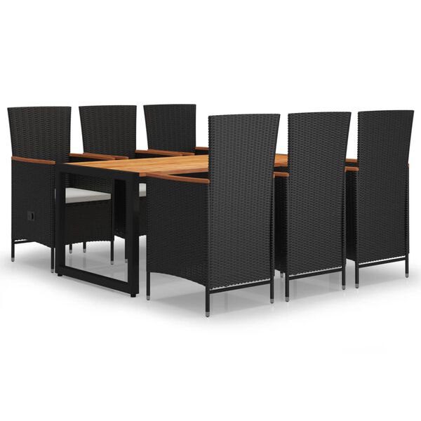 vidaXL Juego de comedor para jard&iacute;n de 7 piezas negro