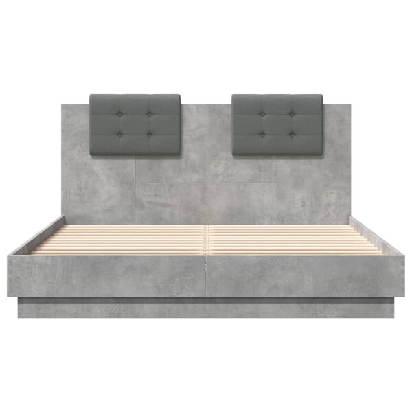vidaXL Cama con cabecero madera de ingenier&iacute;a gris hormig&oacute;n 150x200 cm