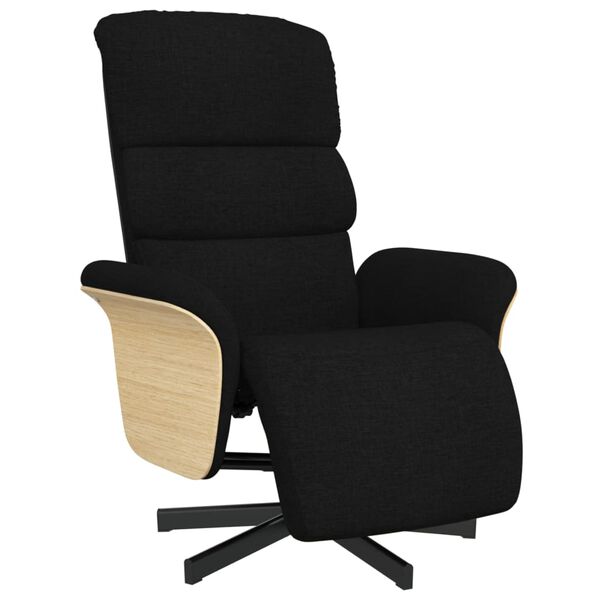 vidaXL Sill&oacute;n reclinable con reposapi&eacute;s tela negra