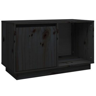 vidaXL Mueble de TV de madera maciza de pino negro 74x35x44 cm