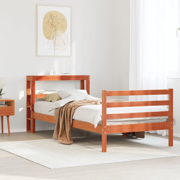 vidaXL Estructura de cama sin colchón madera maciza marrón 75x190 cm