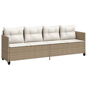 vidaXL Tumbona con cojines rat&aacute;n sint&eacute;tico beige