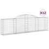 vidaXL Cestas de gaviones 12 uds forma de arco hierro 300x30x80/100 cm
