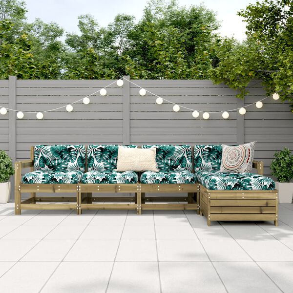 vidaXL Juego de sof&aacute;s de jard&iacute;n 5 piezas madera de pino impregnada