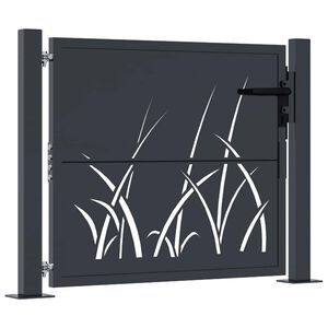 vidaXL Puerta de jard&iacute;n antracita 100x75 cm de acero con dise&ntilde;o de c&eacute;sped