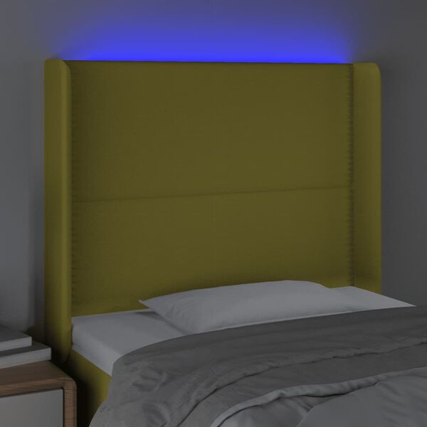 vidaXL Cabecero con LED de tela verde 83x16x118/128 cm