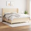 vidaXL Cama box spring con colch&oacute;n tela color crema 160x200 cm