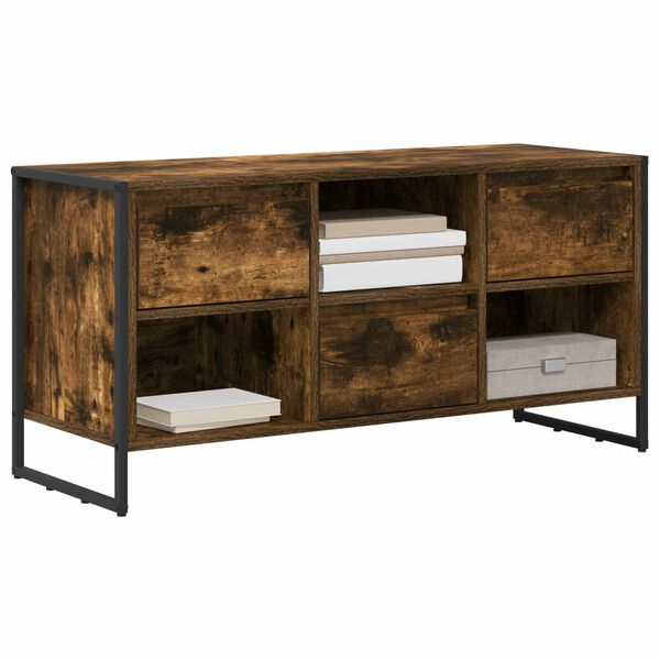 vidaXL Gabinete de TV con caj&oacute;n Roble Humo 100 x 36 x 49,5 cm