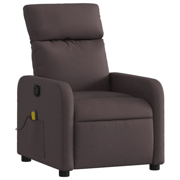 vidaXL Sill&oacute;n de masaje reclinable de tela marr&oacute;n oscuro