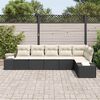 vidaXL Conjunto de sofá de jardín 6 pcs Negro y crema ratán sintético