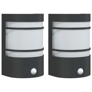 vidaXL Apliques de exterior con sensor 2 uds acero inoxidable negro