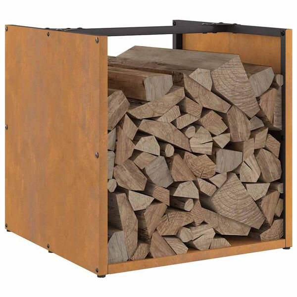 vidaXL Leñero 40x40x40 cm Acero oxidado