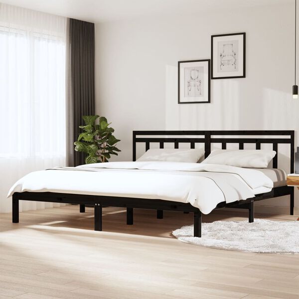 vidaXL Estructura de cama de madera maciza de pino negro 200x200 cm