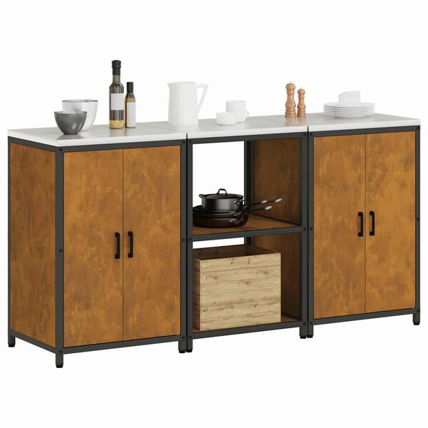 vidaXL Juego de Almacenamiento de Cocina 3 pcs Oxidado Acero