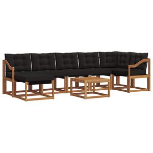 vidaXL Conjunto de sof&aacute;s de exterior con coj&iacute;n 8 pcs Natural y negro