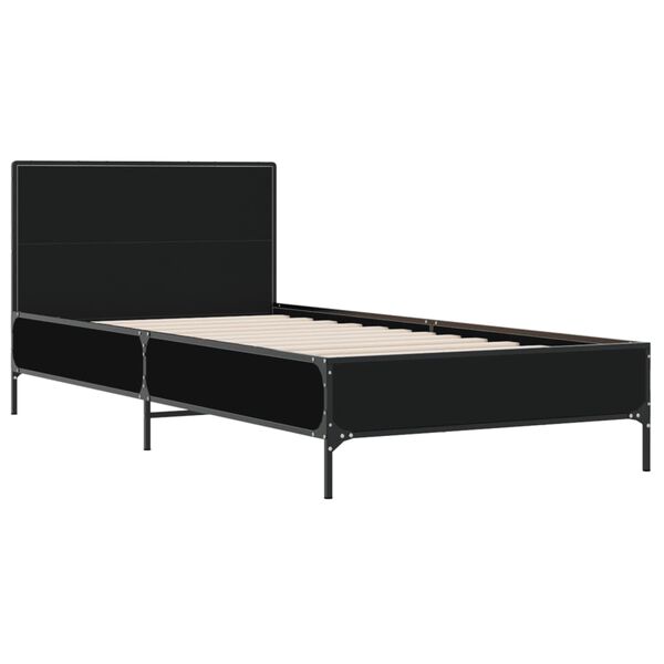 vidaXL Estructura de cama madera de ingenier&iacute;a y metal negro 90x200 cm