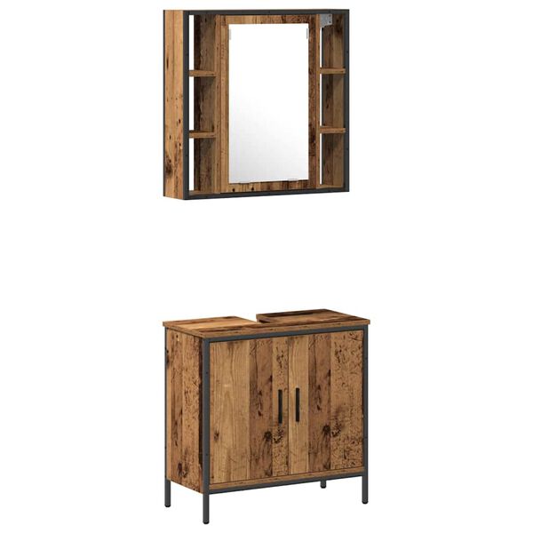 vidaXL Juego de muebles de ba&ntilde;o 2 pcs Marr&oacute;n Madera contrachapada