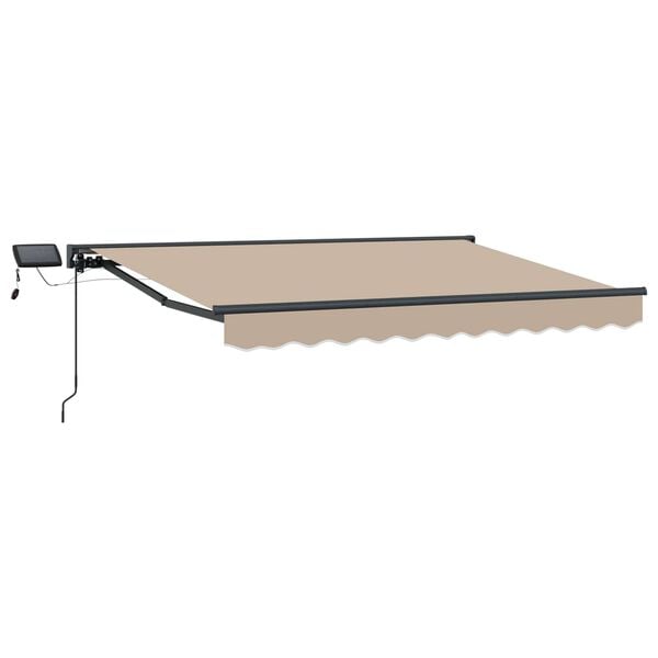 vidaXL Armaz&oacute;n de toldo manual con LEDs Beige 3,5 x 2,5 m