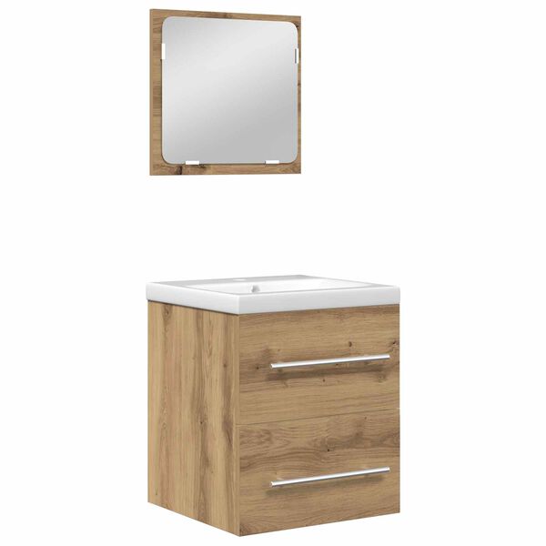 vidaXL Juego de muebles de ba&ntilde;o con caj&oacute;n 2 pcs Roble artesanal