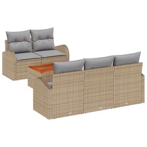 vidaXL Conjunto de sof&aacute;s de jard&iacute;n 6 pcs Beige rat&aacute;n sint&eacute;tico