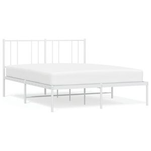 vidaXL Estructura cama sin colch&oacute;n con cabecero metal blanco 135x190cm