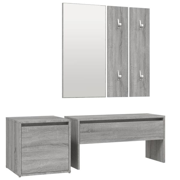 vidaXL Set de muebles de recibidor madera contrachapada gris Sonoma