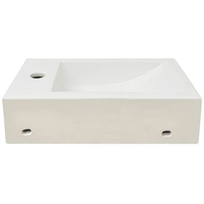 vidaXL Lavabo con agujero grifo rectangular cerámica 46x25,5x12 blanco