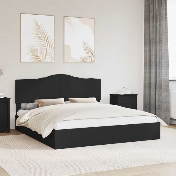vidaXL Cama con almacenamiento Negro 200 x 200 cm Madera de ingenier&iacute;a