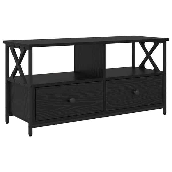 vidaXL Gabinete de TV con caj&oacute;n Roble Negro 90 x 33 x 45 cm