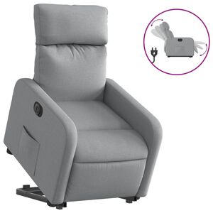 vidaXL Sill&oacute;n el&eacute;ctrico reclinable elevable de tela gris claro