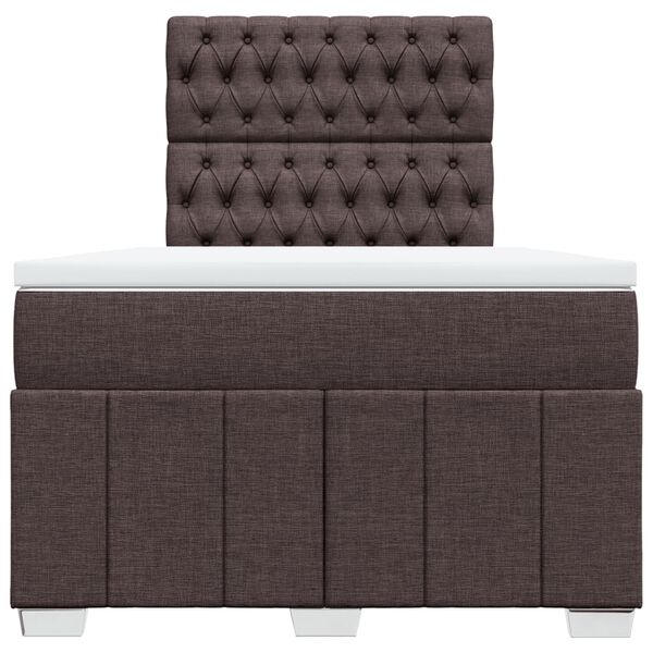 vidaXL Cama box spring con colch&oacute;n tela marr&oacute;n oscuro 120x200 cm
