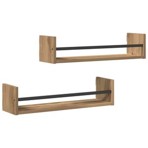 vidaXL Estante de pared 2 pcs Roble artesanal 60 x 16 x 14 cm