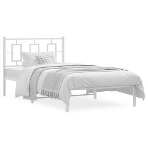 vidaXL Estructura cama sin colch&oacute;n con cabecero metal blanco 100x190cm
