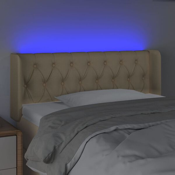 vidaXL Cabecero con LED de tela crema 103x16x78/88 cm