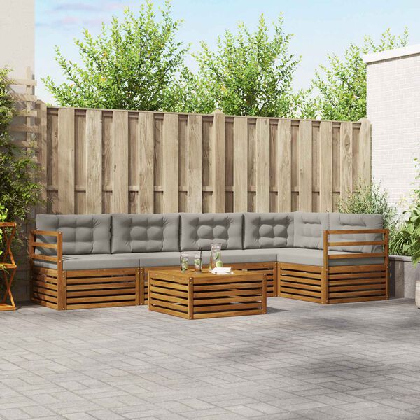 vidaXL Conjunto de sof&aacute;s de exterior 6 pcs Gris Natural y Claro