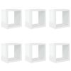 vidaXL Estantes cubo de pared 6 unidades blanco brillo 22x15x22 cm