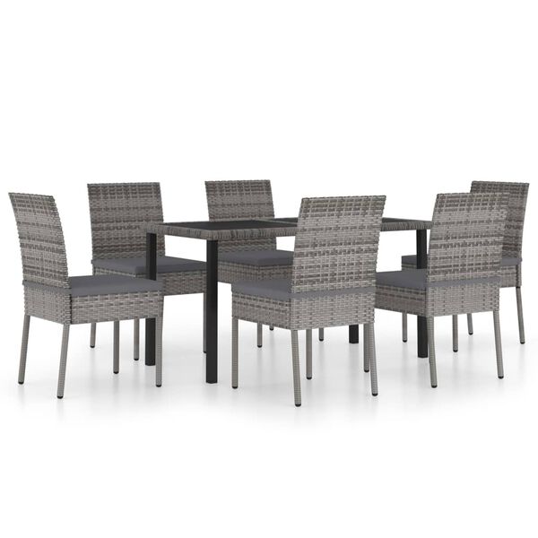 vidaXL Juego de comedor para jardín 7 piezas ratán sintético gris